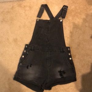 Black overall shorts